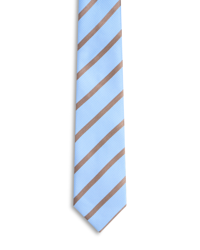 Blue with brown stripe tie
