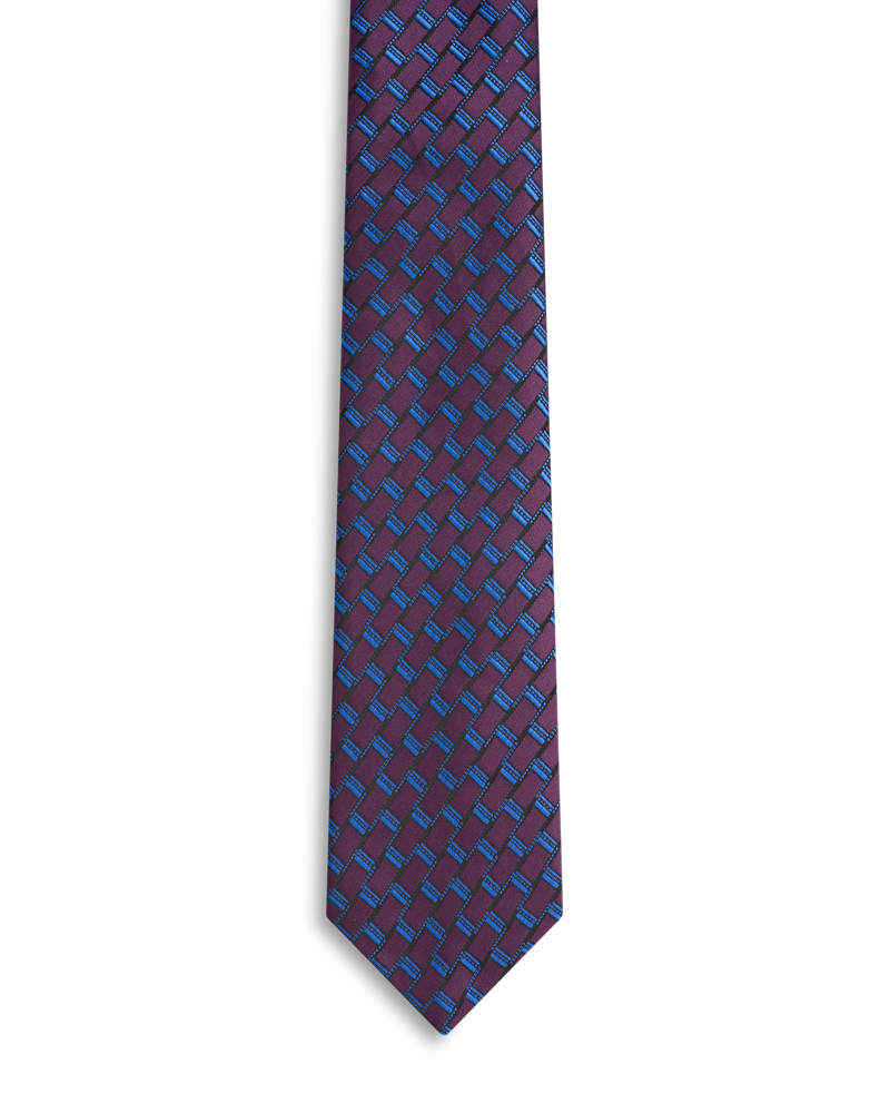 Burgundy blue pattern tie