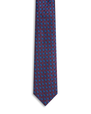 Burgundy blue pattern tie