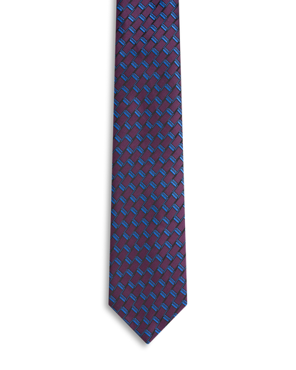 Burgundy blue pattern tie