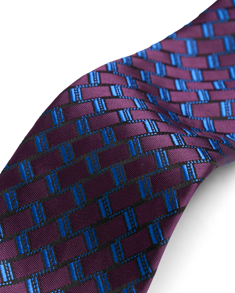 Burgundy blue pattern tie