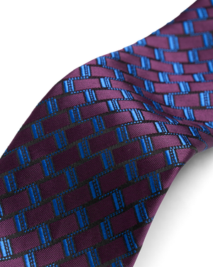 Burgundy blue pattern tie