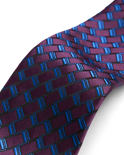 Burgundy blue pattern tie