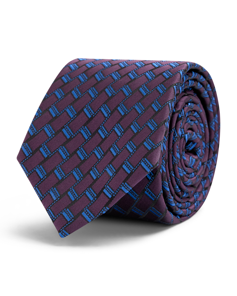 Burgundy blue pattern tie