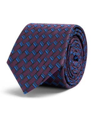 Burgundy blue pattern tie