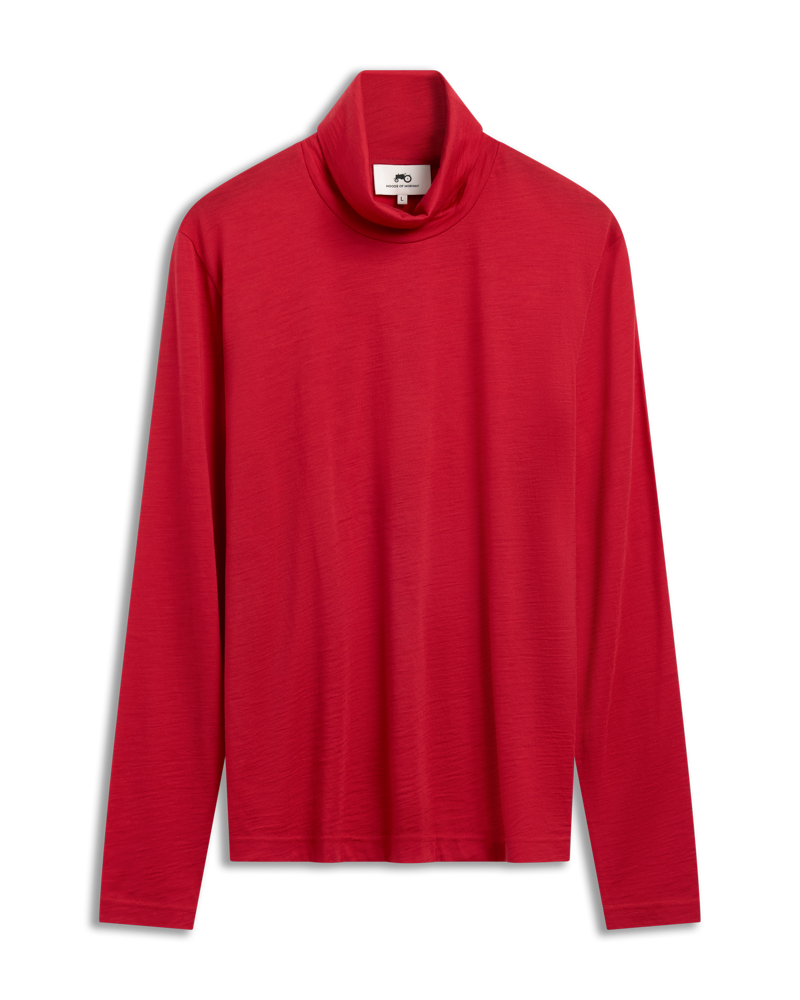 Fine Wool High Neck Red