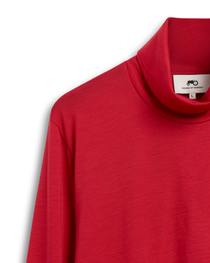 Fine Wool High Neck Red