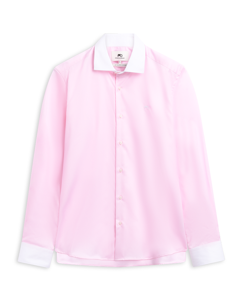 Kontrast Collar Pink Shirt S