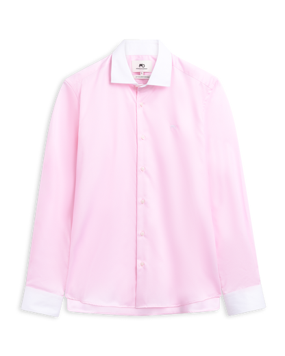 Kontrast Collar Pink Shirt S