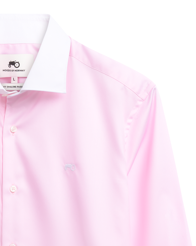 Kontrast Collar Pink Shirt S