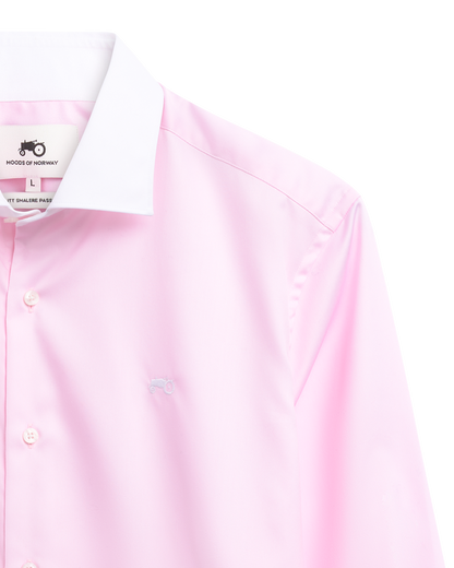 Kontrast Collar Pink Shirt S