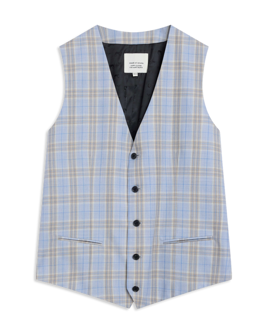 Light Blue Summer Check Vest