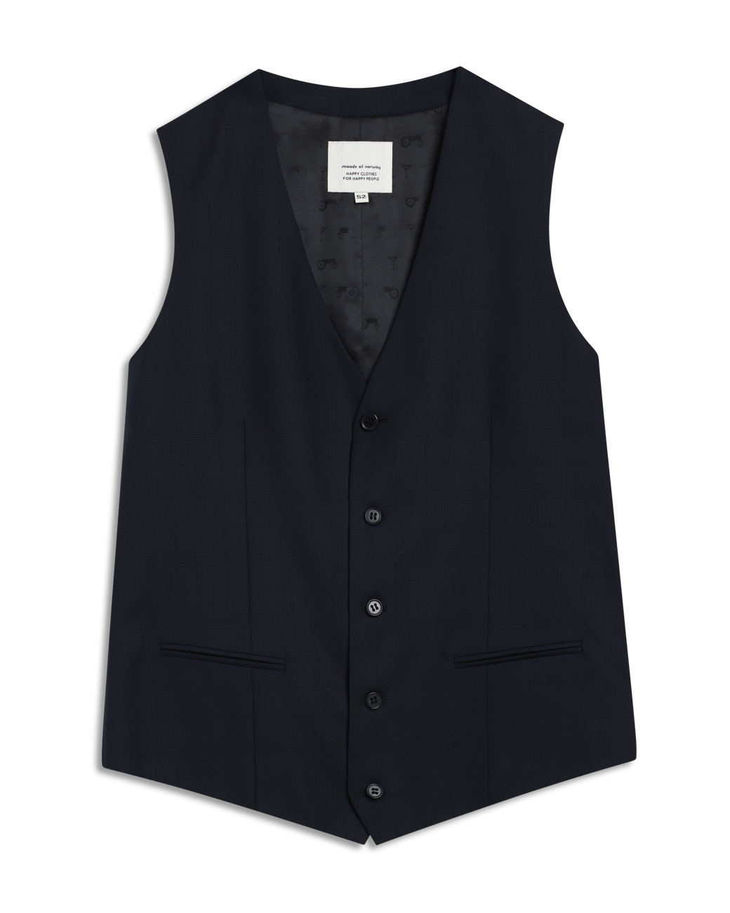 Navy Check Super 140 Vest