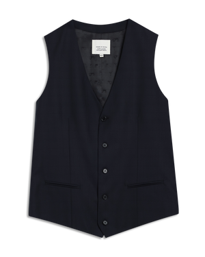 Navy Check Super 140 Vest