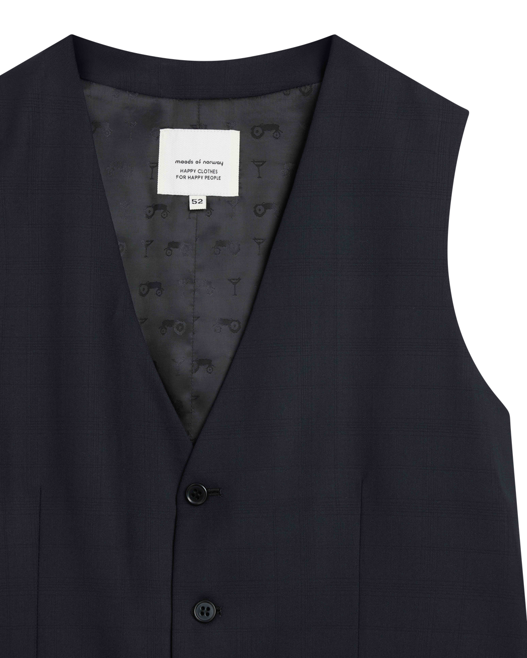 Navy Check Super 140 Vest