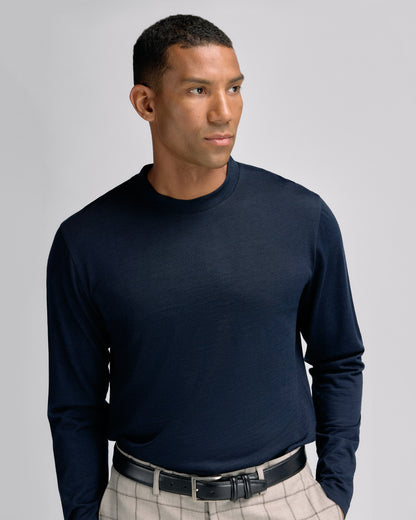 Fine Wool Long Sleeve Navy
