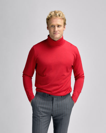Fine Wool High Neck Red