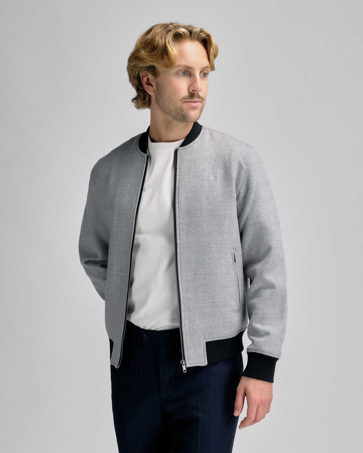 Bomber Wool Jacket Light Grey