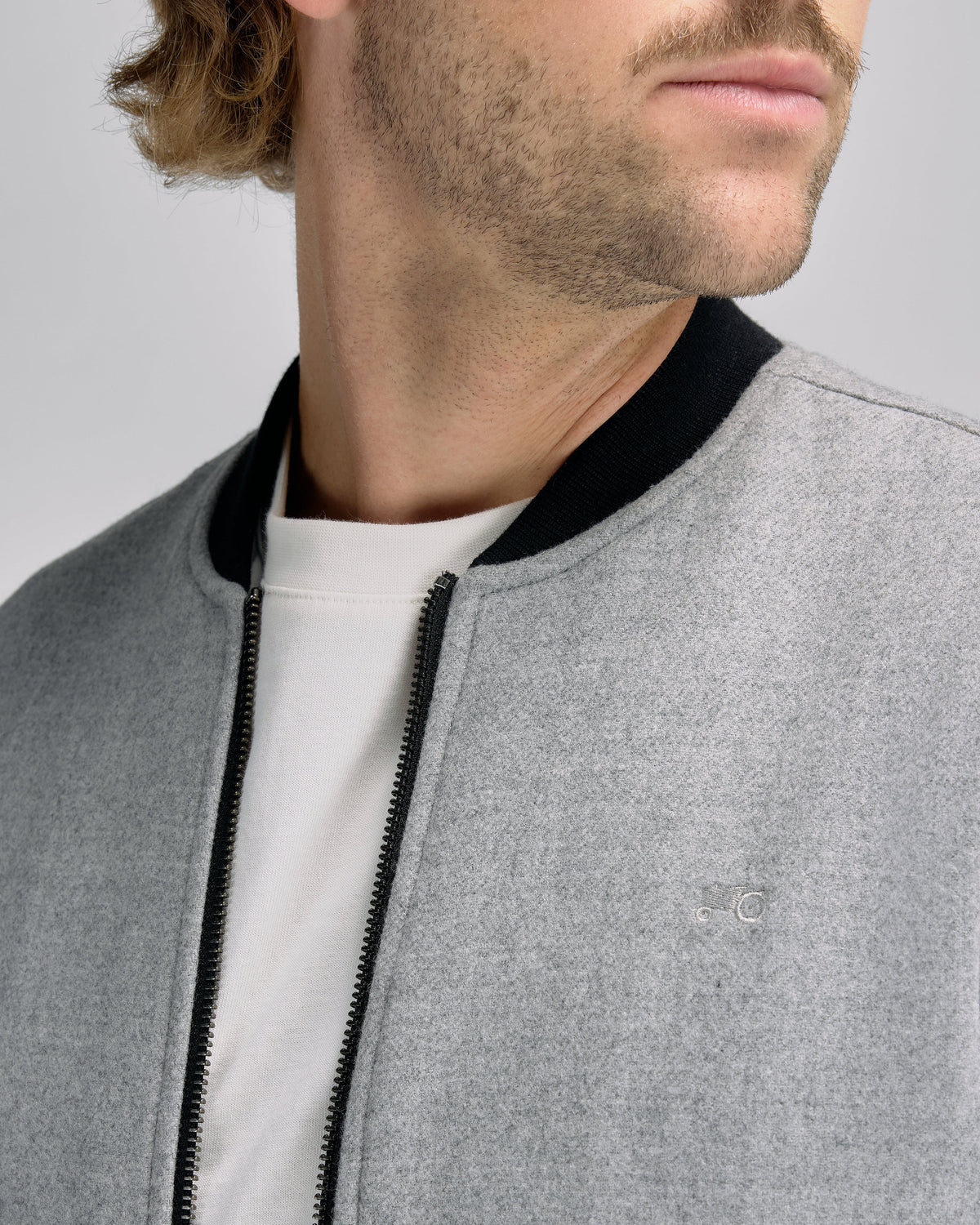 Bomber Wool Jacket Light Grey