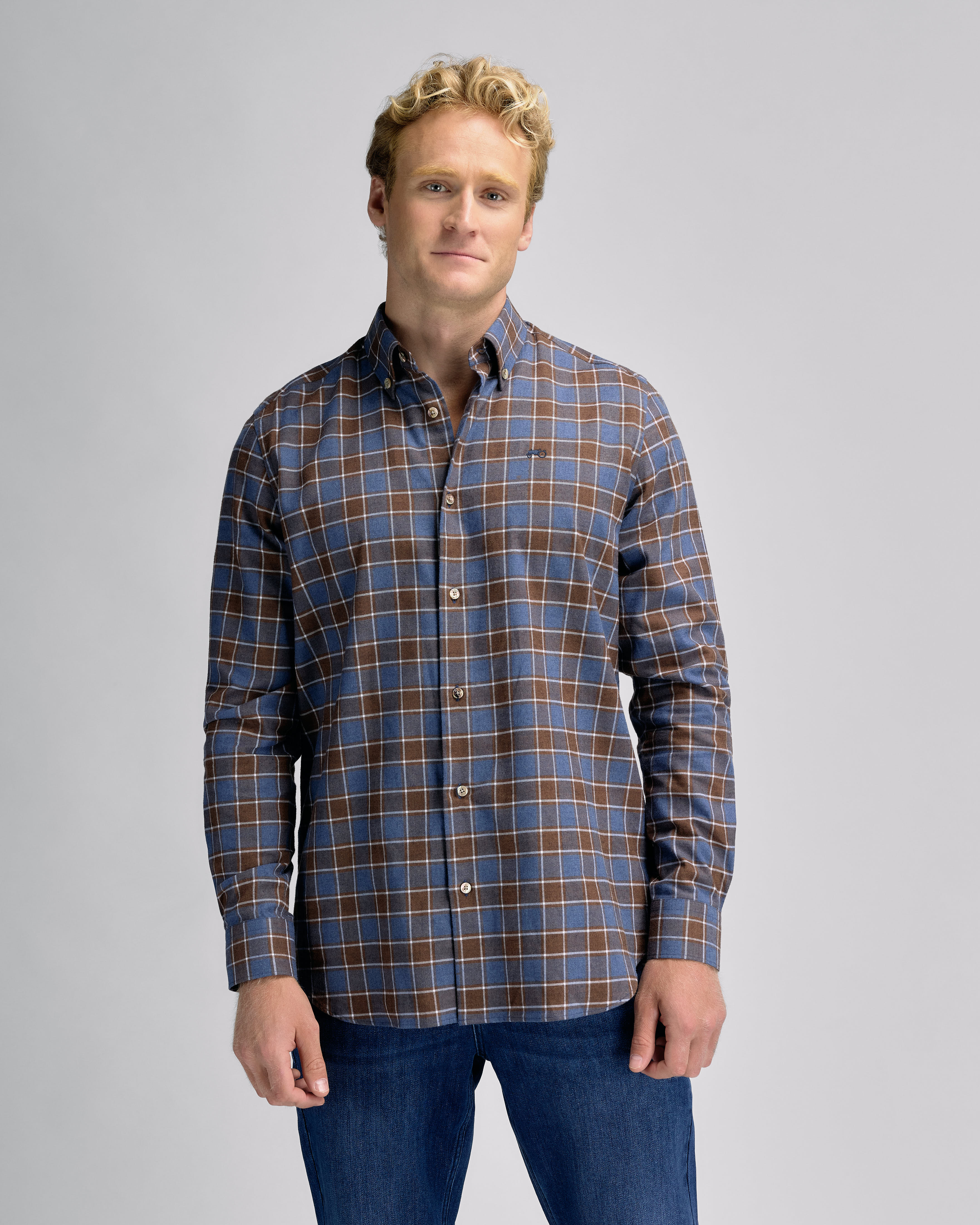 Brown Blue Check Shirt R