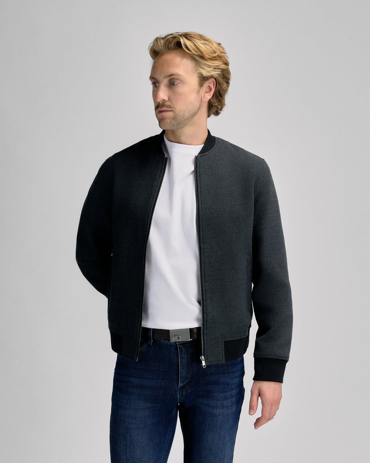 Bomber Wool Jacket Dark Grey
