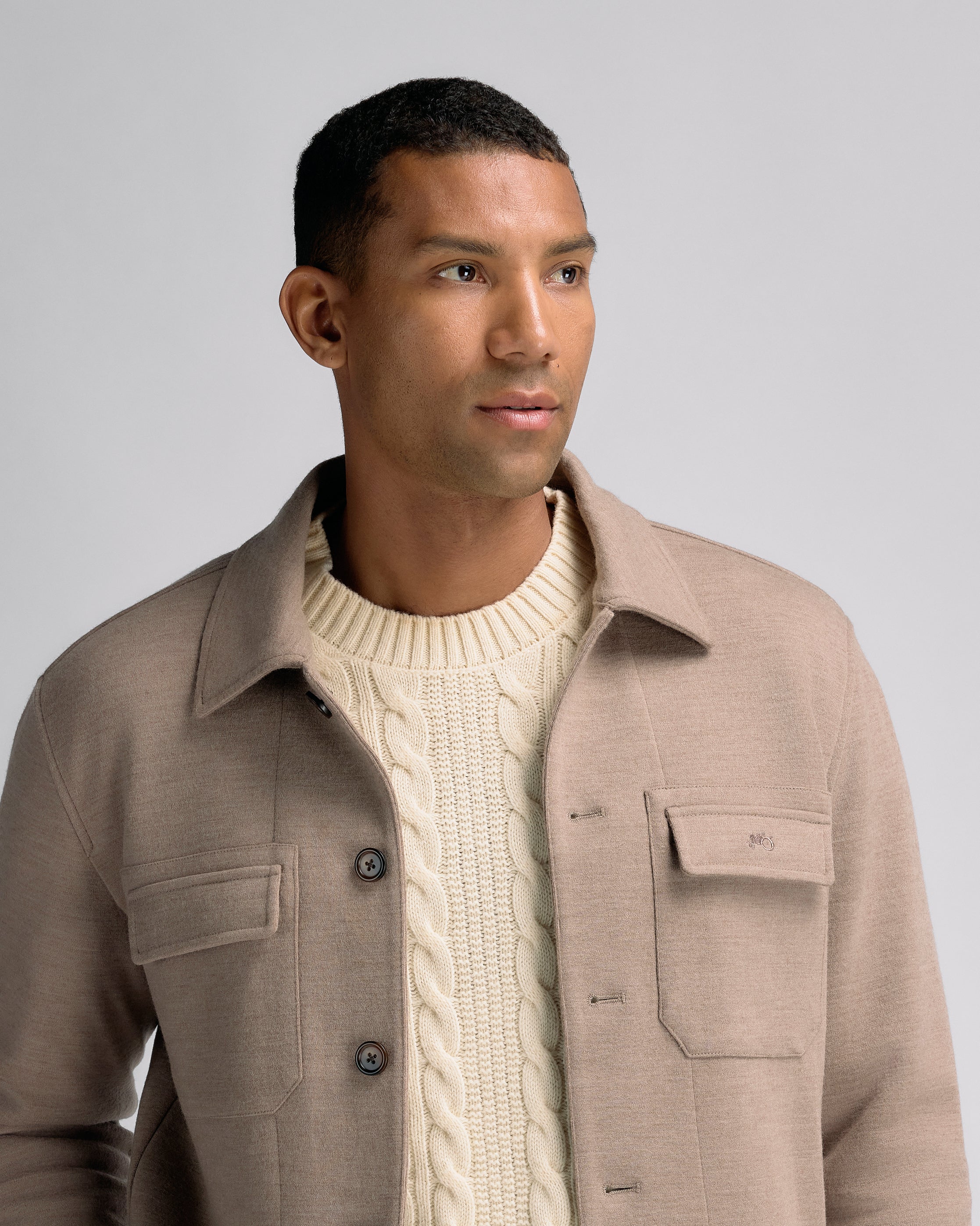 Shirt Jacket Knit Beige