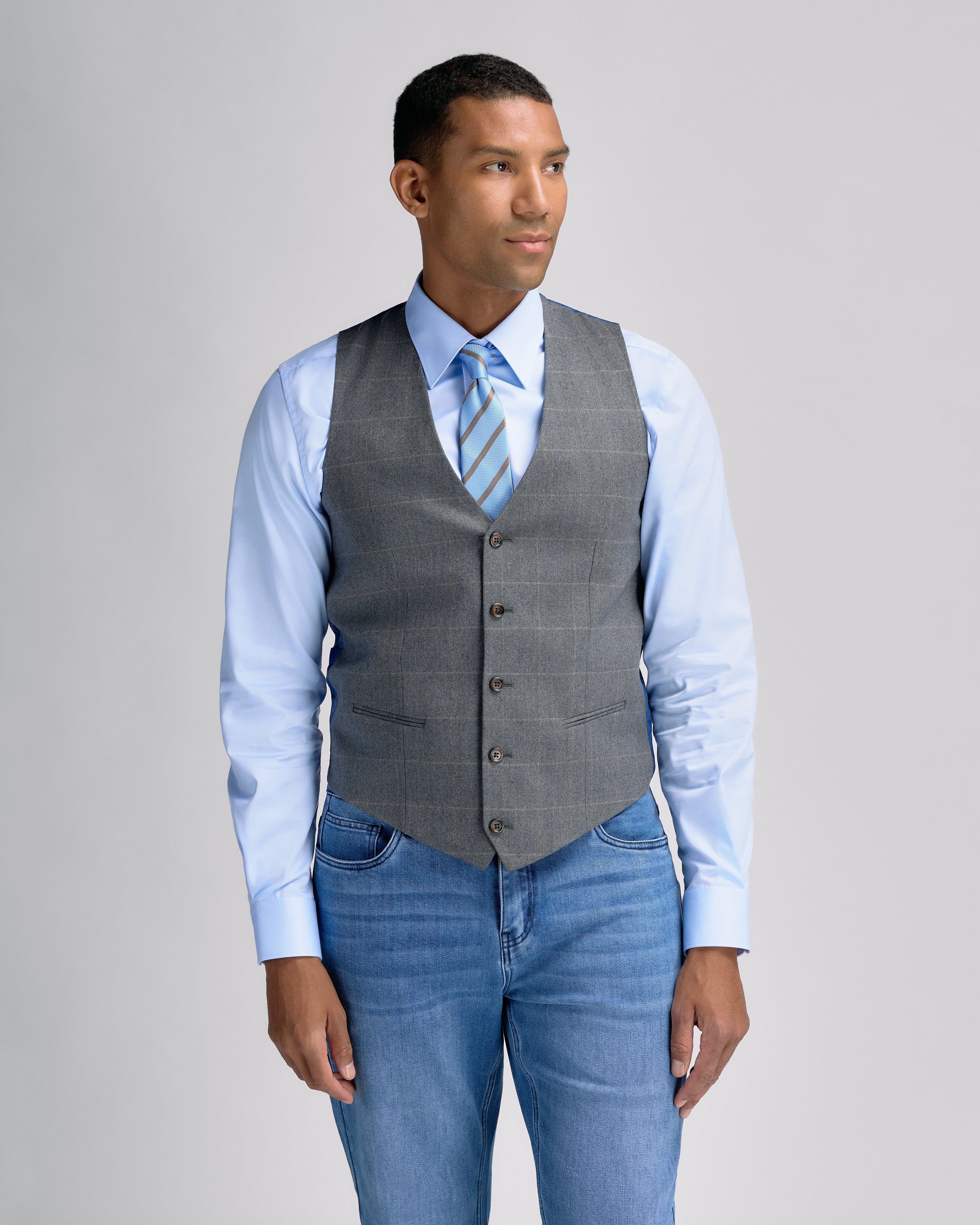 Flanell Grey Check Vest