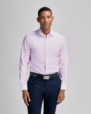Kontrast Collar Pink Shirt S