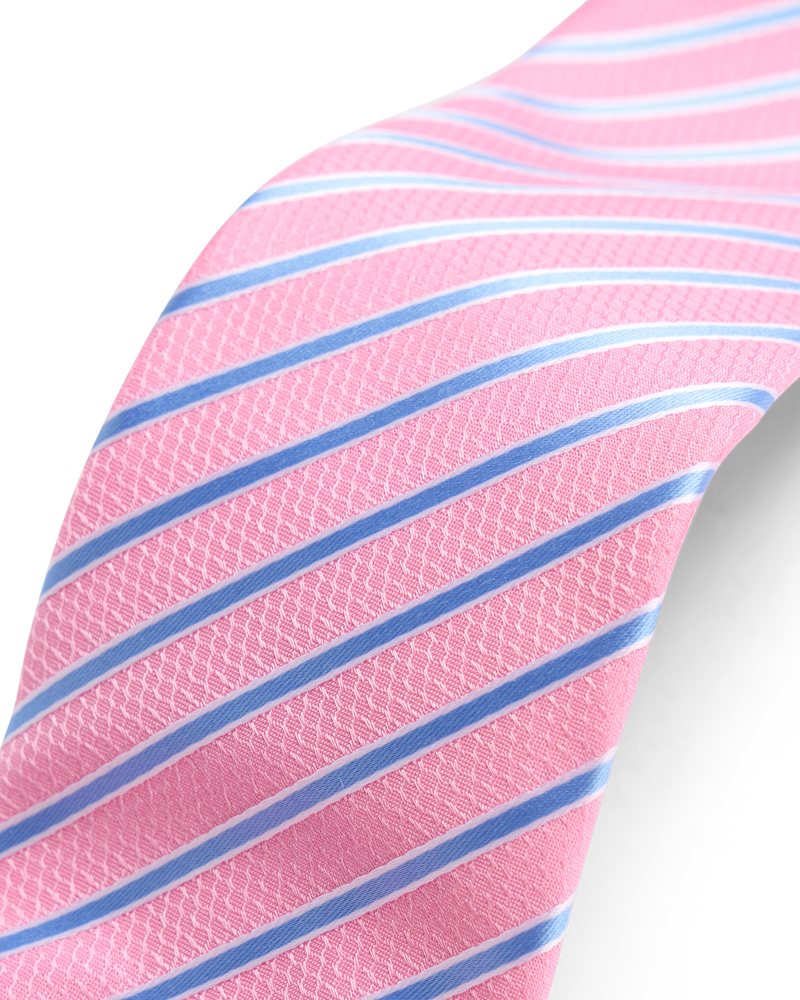 Pink with blue stripe tie