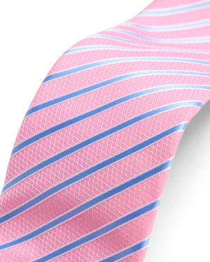 Pink with blue stripe tie