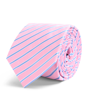 Pink with blue stripe tie