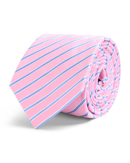 Pink with blue stripe tie