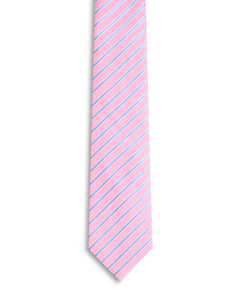 Pink with blue stripe tie