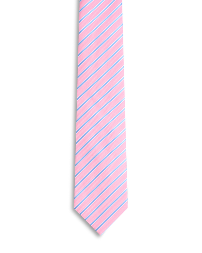 Pink with blue stripe tie